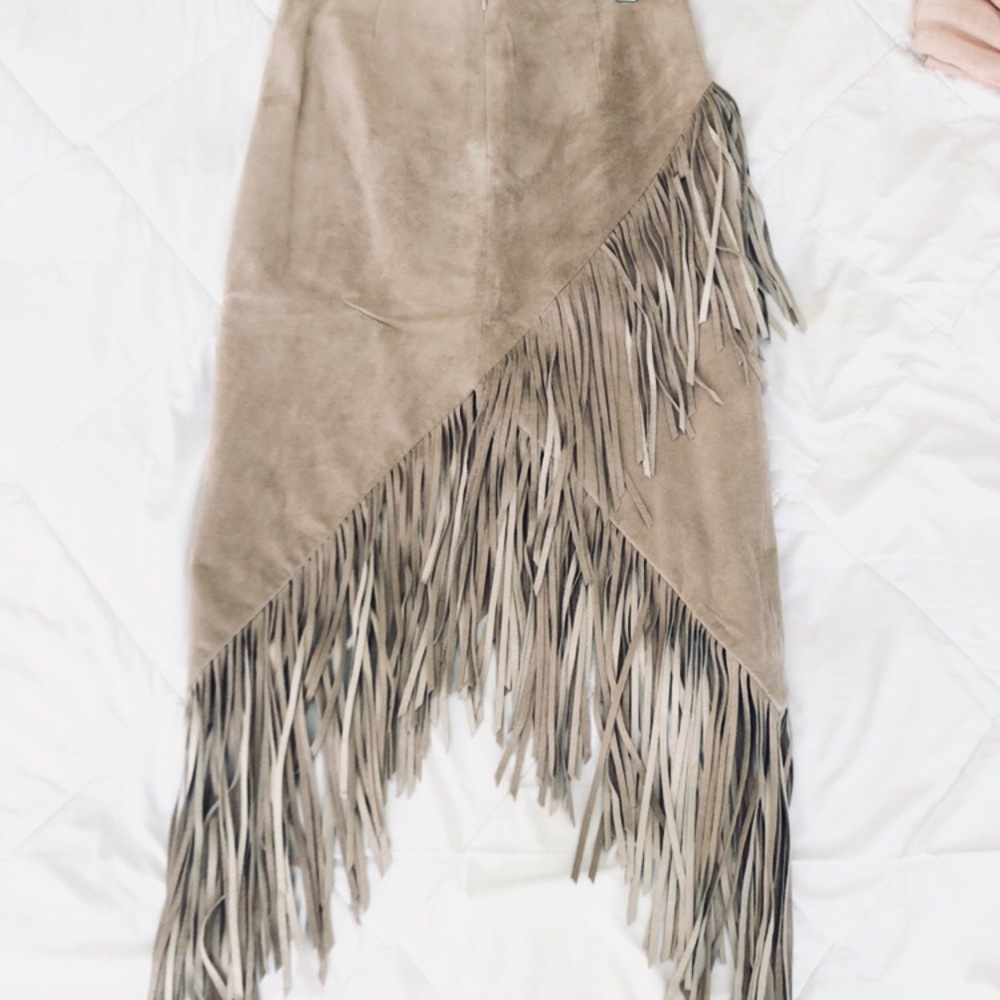 Fringe Intermix Skirt (suede)